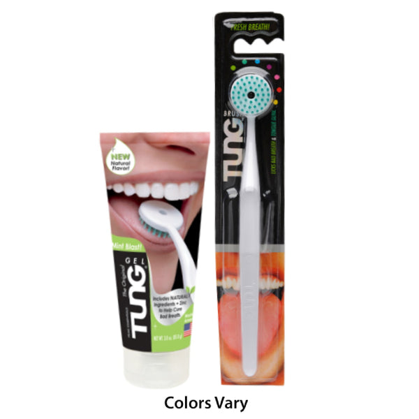 TUNG Brush & Gel – Natural Pack - Tongue Cleaner –  (Brush Color Varies)