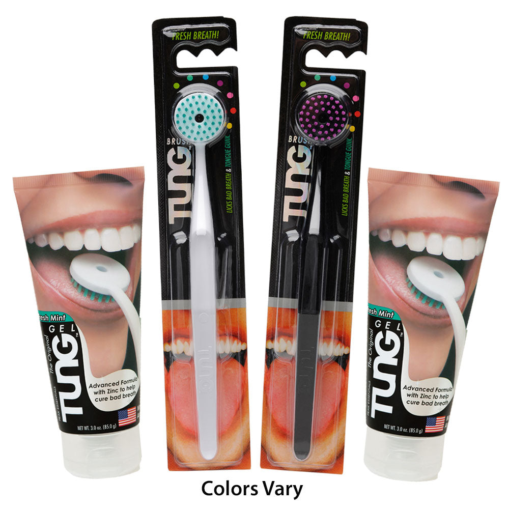 TUNG Brush & Gel - Partner Pack - Tongue Cleaner (Brush Colors Vary)
