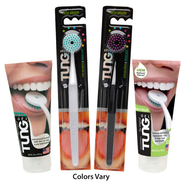 TUNG Brush & Gel – Combo Pack – Tongue Cleaner (Brush Color Varies)